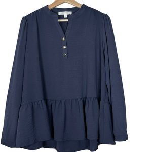 Adyson Parker Peplum Long Sleeve Popover Blouse